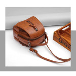 Vintage Soft Leather Shoulder Bags for Women Large Capacity Female Handbag Double Compartment Crossbody Bags Lady Small