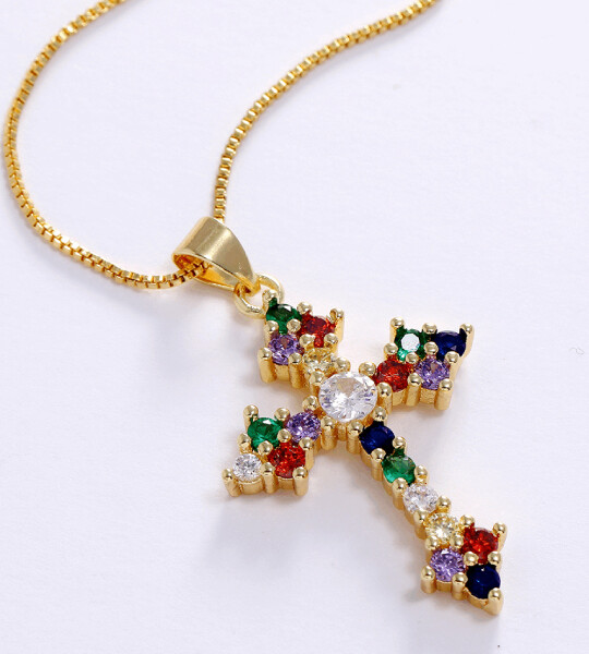 High Quality Necklace Pendant Cross  Gold Color Jewelry Gift for Women