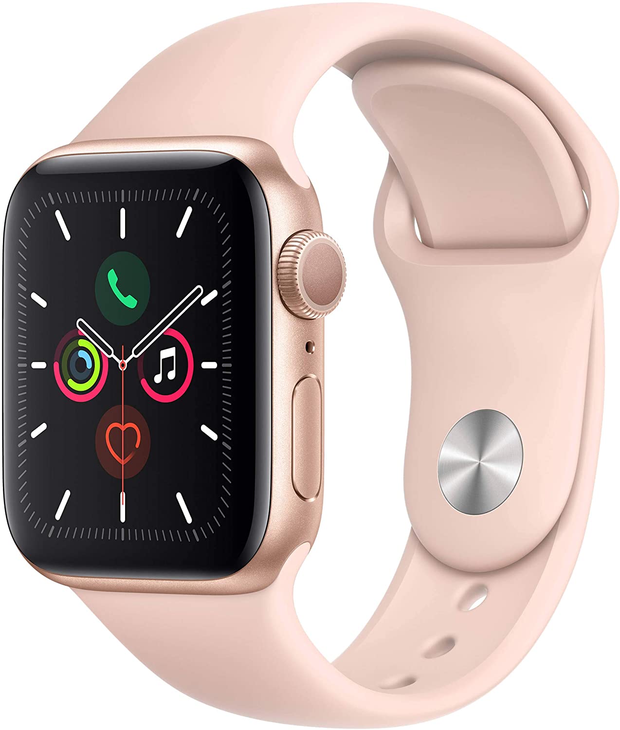 (Refurbished) Apple Watch Series 4 (GPS, 40MM) - Gold Aluminum Case with Pink Sand Sport Band