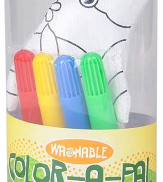 ArtCreativity Dolphin Color-A-Pal, Art Activity Set for Kids with 1 Dolphin Stuffed Toy and 4 Washable Magic Markers.