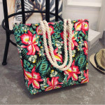 Fashion Folding Women Big Size Handbag Tote Ladies Casual Flower Printing Canvas Graffiti Shoulder Bag Beach Bolsa Femin