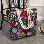 Fashion Folding Women Big Size Handbag Tote Ladies Casual Flower Printing Canvas Graffiti Shoulder Bag Beach Bolsa Femin