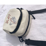 Lovely Women Canvas Shoulder Bag Handbags Korean Mini Student Phone Bag Cartoon Printing Small Crossbody Bags Casual Lad