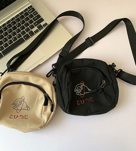 Lovely Women Canvas Shoulder Bag Handbags Korean Mini Student Phone Bag Cartoon Printing Small Crossbody Bags Casual Lad