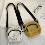 Lovely Women Canvas Shoulder Bag Handbags Korean Mini Student Phone Bag Cartoon Printing Small Crossbody Bags Casual Lad