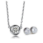 Zircon Crystal Jewelry Sets Chain Necklace+Earrings