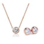 Zircon Crystal Jewelry Sets Chain Necklace+Earrings